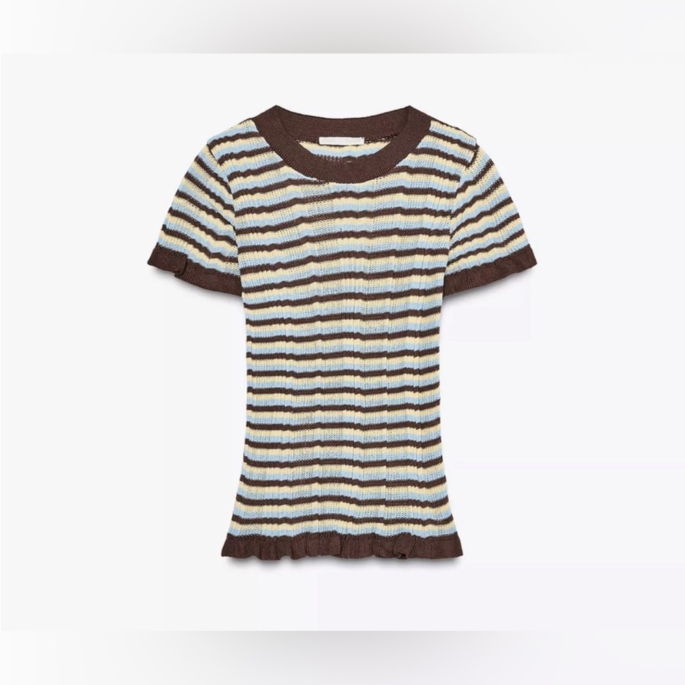 Zara STRIPED SWEATER WITH RUFFLES